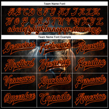 Load image into Gallery viewer, Custom Black Orange Angry Violent Bulls Face 3D Pattern Design Bomber Full-Snap Varsity Letterman Jacket
