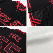 Load image into Gallery viewer, Custom White Royal Pinstripe Red Bomber Full-Snap Varsity Letterman Jacket
