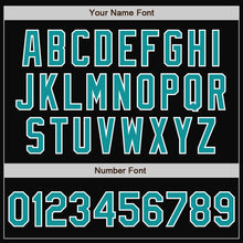 Load image into Gallery viewer, Custom Black Teal-White Bomber Full-Snap Varsity Letterman Two Tone Jacket
