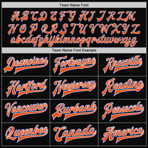 Custom Black Royal-Orange Bomber Full-Snap Varsity Letterman Two Tone Jacket