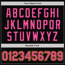 Load image into Gallery viewer, Custom Black Pink-Gold Bomber Full-Snap Varsity Letterman Two Tone Jacket
