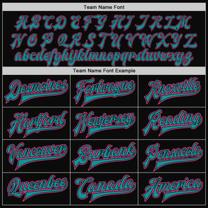 Custom Black Pink-Teal Bomber Full-Snap Varsity Letterman Two Tone Jacket