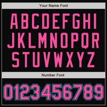 Load image into Gallery viewer, Custom Black Pink-Sky Blue Bomber Full-Snap Varsity Letterman Two Tone Jacket
