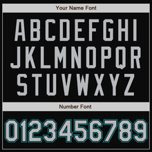 Load image into Gallery viewer, Custom Black Gray-Teal Bomber Full-Snap Varsity Letterman Two Tone Jacket
