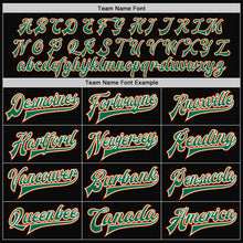 Load image into Gallery viewer, Custom Black Orange-Kelly Green Bomber Full-Snap Varsity Letterman Two Tone Jacket
