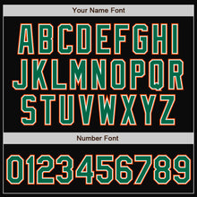 Load image into Gallery viewer, Custom Black Kelly Green-Orange Bomber Full-Snap Varsity Letterman Two Tone Jacket
