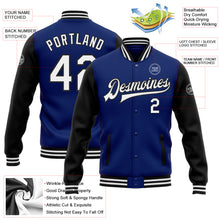 Load image into Gallery viewer, Custom Royal White-Black Bomber Full-Snap Varsity Letterman Two Tone Jacket
