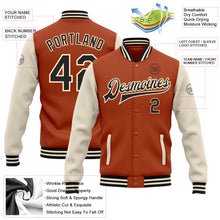 Load image into Gallery viewer, Custom Texas Orange Black-Cream Bomber Full-Snap Varsity Letterman Two Tone Jacket
