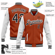 Load image into Gallery viewer, Custom Texas Orange Black-White Bomber Full-Snap Varsity Letterman Two Tone Jacket
