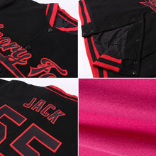 Load image into Gallery viewer, Custom Pink White-Black Bomber Full-Snap Varsity Letterman Two Tone Jacket
