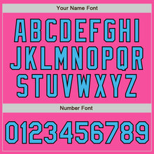 Load image into Gallery viewer, Custom Pink Sky Blue-Black Bomber Full-Snap Varsity Letterman Two Tone Jacket

