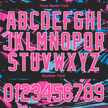 Load image into Gallery viewer, Custom Figure Pink-Light Blue 3D Pattern Design Bomber Full-Snap Varsity Letterman Jacket
