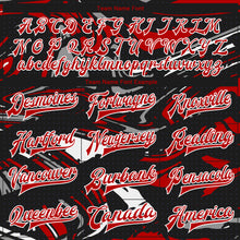 Load image into Gallery viewer, Custom Figure Red-Black 3D Pattern Design Bomber Full-Snap Varsity Letterman Jacket
