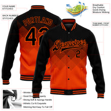 Load image into Gallery viewer, Custom Orange Black 3D Pattern Design Bomber Full-Snap Varsity Letterman Jacket
