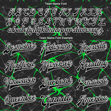 Load image into Gallery viewer, Custom Black Neon Green 3D Pattern Design Bomber Full-Snap Varsity Letterman Jacket
