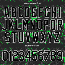 Load image into Gallery viewer, Custom Black Neon Green 3D Pattern Design Bomber Full-Snap Varsity Letterman Jacket
