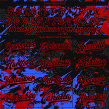 Load image into Gallery viewer, Custom Black Red-Royal 3D Pattern Design Bomber Full-Snap Varsity Letterman Jacket
