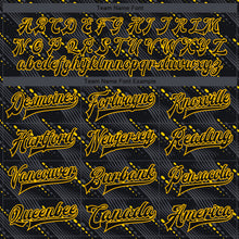 Load image into Gallery viewer, Custom Black Gold 3D Pattern Design Bomber Full-Snap Varsity Letterman Jacket
