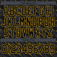 Load image into Gallery viewer, Custom Black Gold 3D Pattern Design Bomber Full-Snap Varsity Letterman Jacket
