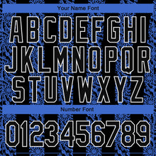 Load image into Gallery viewer, Custom Royal Black-White 3D Pattern Design Bomber Full-Snap Varsity Letterman Jacket
