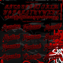 Load image into Gallery viewer, Custom Graffiti Pattern Black-Red Dark Abstract Urban Street Art 3D Bomber Full-Snap Varsity Letterman Jacket
