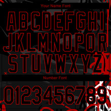 Load image into Gallery viewer, Custom Graffiti Pattern Black-Red Dark Abstract Urban Street Art 3D Bomber Full-Snap Varsity Letterman Jacket
