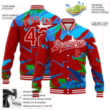 Load image into Gallery viewer, Custom Graffiti Pattern Red-White Hiphop Abstract Urban Street Art 3D Bomber Full-Snap Varsity Letterman Jacket
