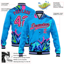 Load image into Gallery viewer, Custom Graffiti Pattern Pink-Black Hiphop Abstract Urban Street Art 3D Bomber Full-Snap Varsity Letterman Jacket
