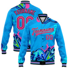 Load image into Gallery viewer, Custom Graffiti Pattern Pink-Black Hiphop Abstract Urban Street Art 3D Bomber Full-Snap Varsity Letterman Jacket
