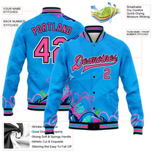 Load image into Gallery viewer, Custom Graffiti Pattern Pink-Black Hiphop Abstract Urban Street Art 3D Bomber Full-Snap Varsity Letterman Jacket
