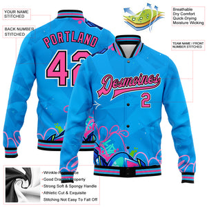 Custom Graffiti Pattern Pink-Black Hiphop Abstract Urban Street Art 3D Bomber Full-Snap Varsity Letterman Jacket