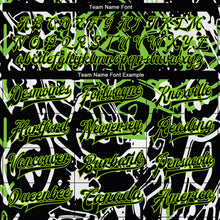 Load image into Gallery viewer, Custom Graffiti Pattern Black-Neon Green Abstract Grunge Art 3D Bomber Full-Snap Varsity Letterman Jacket
