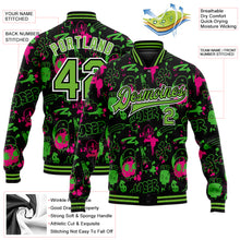 Load image into Gallery viewer, Custom Graffiti Pattern Neon Green-Black Abstract Grunge Art 3D Bomber Full-Snap Varsity Letterman Jacket
