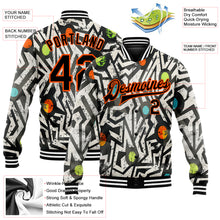 Load image into Gallery viewer, Custom Graffiti Pattern Black-Orange Modern Geometric Grunge Art 3D Bomber Full-Snap Varsity Letterman Jacket
