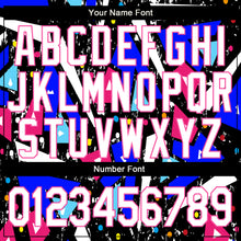 Load image into Gallery viewer, Custom Graffiti Pattern White-Pink Modern Geometric Grunge Art 3D Bomber Full-Snap Varsity Letterman Jacket
