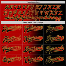 Load image into Gallery viewer, Custom Black Red-Old Gold Bomber Full-Snap Varsity Letterman Gradient Fashion Jacket
