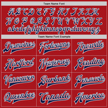 Load image into Gallery viewer, Custom Red Navy-White Bomber Full-Snap Varsity Letterman Two Tone Jacket
