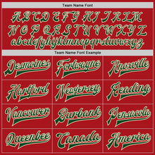 Load image into Gallery viewer, Custom Red Green-Cream Bomber Full-Snap Varsity Letterman Two Tone Jacket
