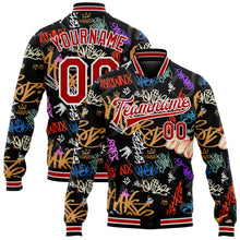 Load image into Gallery viewer, Custom Graffiti Pattern Red-White Hiphop Urban Street Art 3D Bomber Full-Snap Varsity Letterman Jacket
