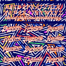 Load image into Gallery viewer, Custom Graffiti Pattern White-Orange Abstract Geometric Grunge Urban Street Art 3D Bomber Full-Snap Varsity Letterman Jacket
