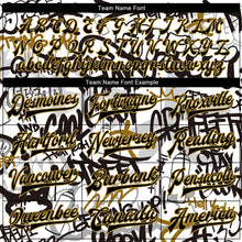Load image into Gallery viewer, Custom Graffiti Pattern Black-Old Gold Grunge Urban Street Art 3D Bomber Full-Snap Varsity Letterman Jacket
