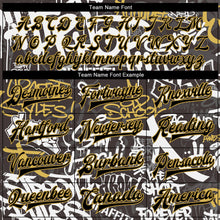 Load image into Gallery viewer, Custom Graffiti Pattern Black-Old Gold Grunge Urban Street And Old School Art 3D Bomber Full-Snap Varsity Letterman Jacket
