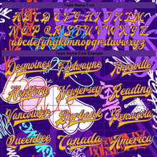 Load image into Gallery viewer, Custom Graffiti Pattern Gold-Purple Hiphop Urban Street Art 3D Bomber Full-Snap Varsity Letterman Jacket

