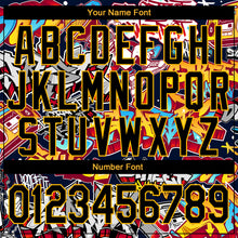 Load image into Gallery viewer, Custom Graffiti Pattern Black-Gold Grunge Urban Street Art 3D Bomber Full-Snap Varsity Letterman Jacket
