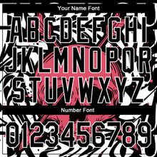 Load image into Gallery viewer, Custom Black White Pink Skull With Heart Shaped Eyes 3D Bomber Full-Snap Varsity Letterman Jacket
