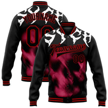 Load image into Gallery viewer, Custom Black Red Skull Fashion 3D Bomber Full-Snap Varsity Letterman Jacket
