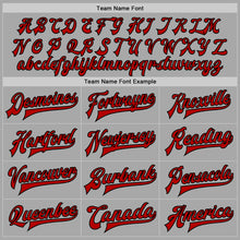 Load image into Gallery viewer, Custom Gray Red-Black Bomber Full-Snap Varsity Letterman Two Tone Jacket
