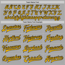 Load image into Gallery viewer, Custom Gray Black-Gold Bomber Full-Snap Varsity Letterman Two Tone Jacket
