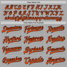 Load image into Gallery viewer, Custom Gray Orange-Black Bomber Full-Snap Varsity Letterman Two Tone Jacket
