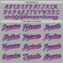 Load image into Gallery viewer, Custom Gray Sky Blue Black-Pink Bomber Full-Snap Varsity Letterman Two Tone Jacket
